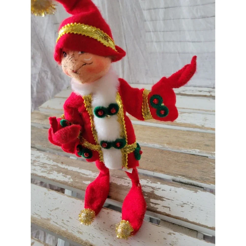 Annalee pixie red elf gold 2008‎ Xmas decor